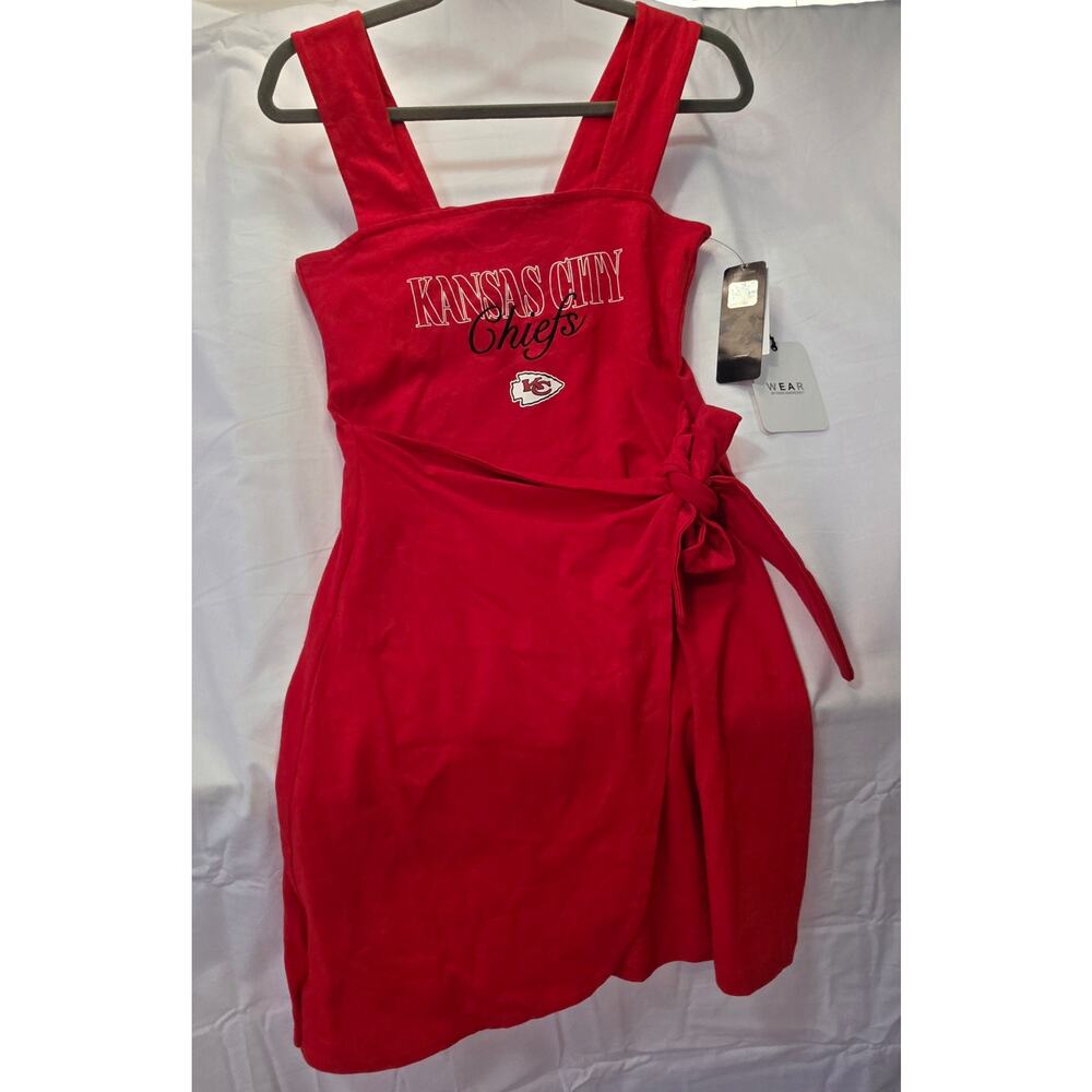WEAR by Erin Andrews Kansas City Chiefs Dress Womens S Red Wrap NFL NWT